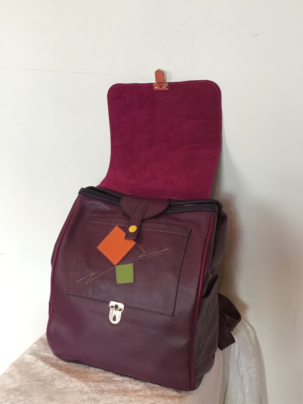 Sac à Dos Violet Décors Carrés de Couleurs