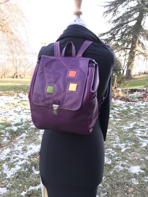 Sac à Dos Violet Décors Carrés de Couleurs
