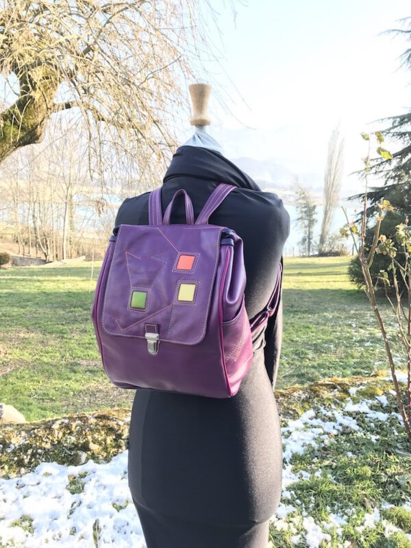 Sac à Dos Violet Décors Carrés de Couleurs