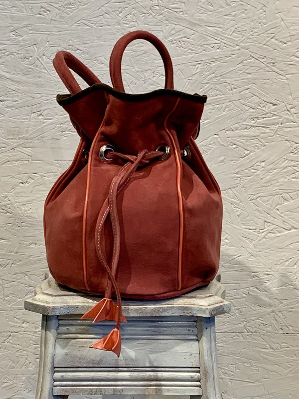 Sac Boule Vieux Rose, Nubuk