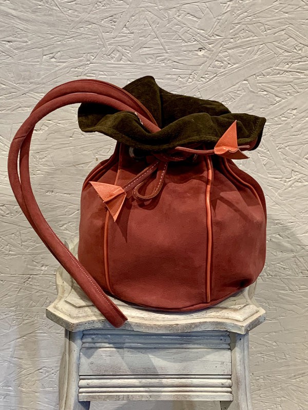 Sac Boule Vieux Rose, Nubuk