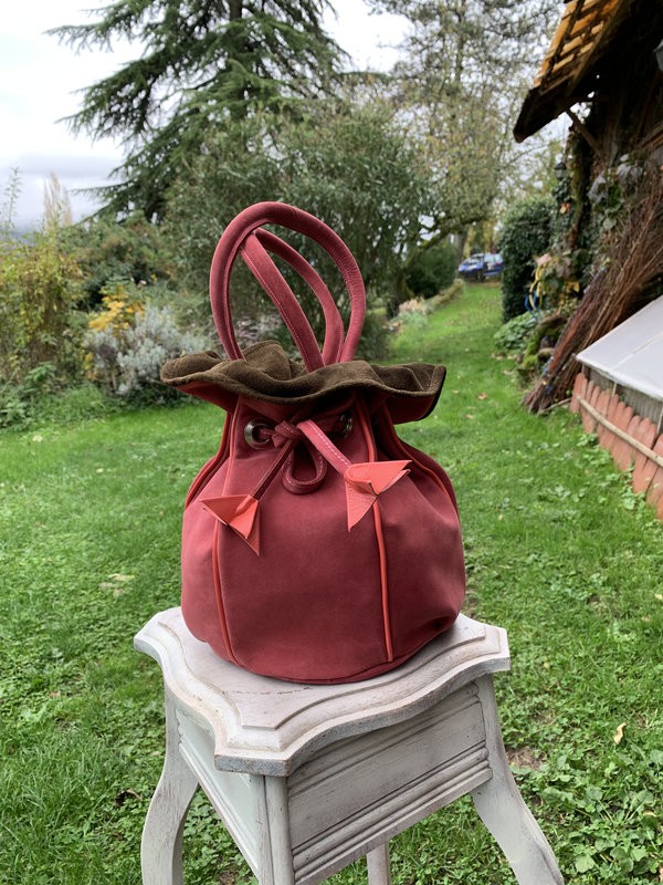 Sac Boule Vieux Rose, Nubuk
