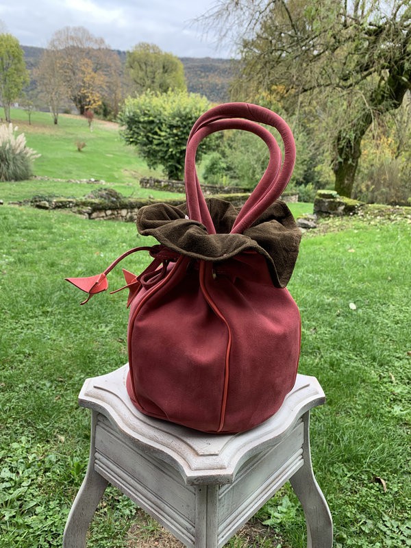 Sac Boule Vieux Rose, Nubuk