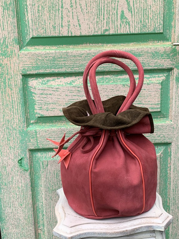 Sac Boule Vieux Rose, Nubuk