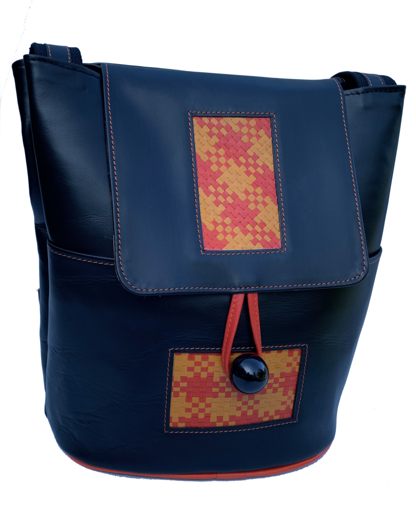 Sac à dos Noir décors Cuir Tressé