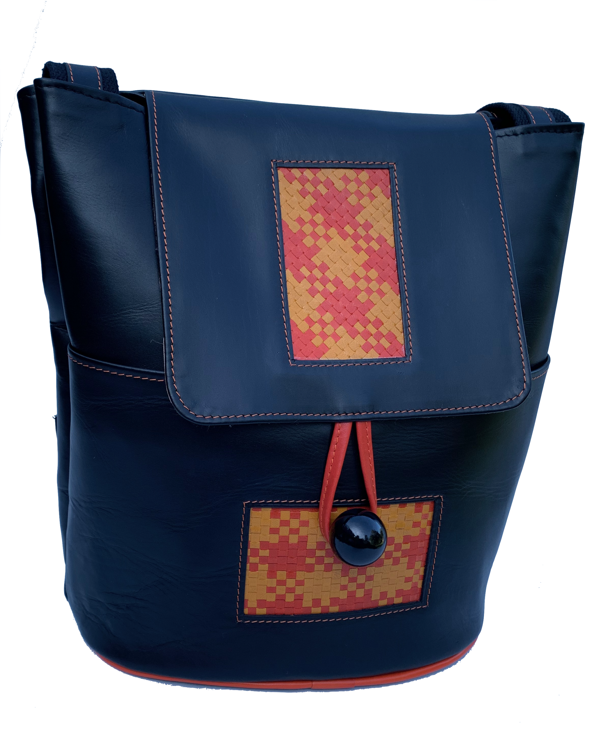 Sac à dos Noir décors Cuir Tressé – Image 1