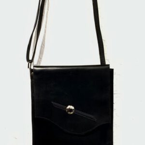 Pochette Plate Noire cuir lisse