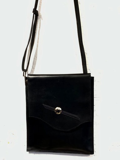 Pochette Plate Noire cuir lisse